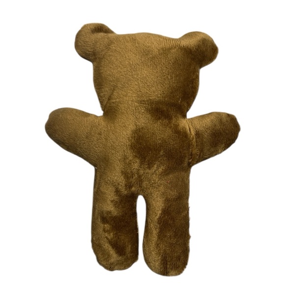 Hand Crafted Little Teddy Bear Brown and Yellow Embroidered Hearts Plush Toy - Picture 2 of 7